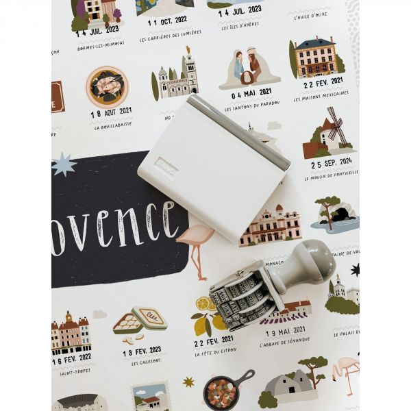 Coffret affiche à tamponner sur la Provence + porte affiche en bois