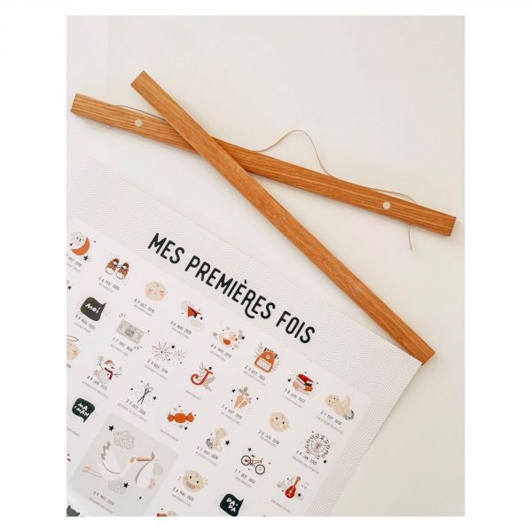 Coffret affiche les grandes dates de La Préhistoire + porte affiche en bois