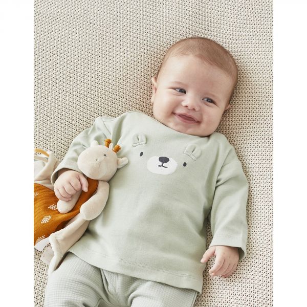 Set de 2 tee-shirts en coton Bio écru/sauge 6 mois