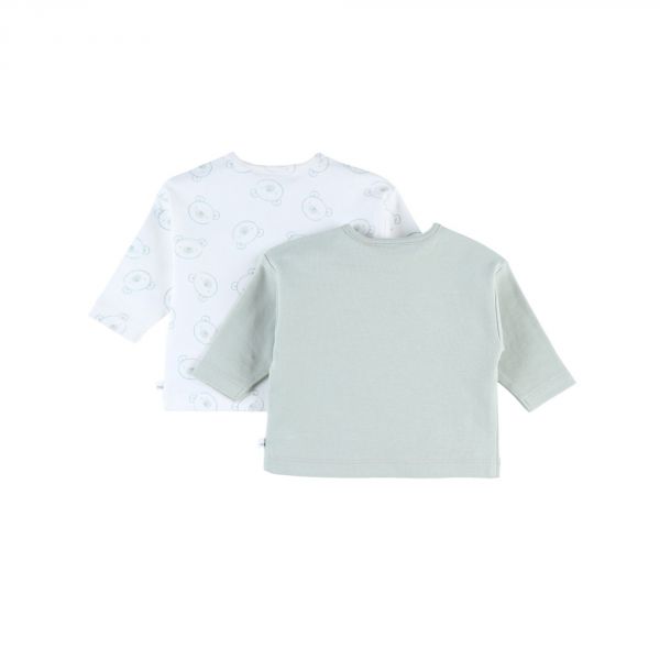 Set de 2 tee-shirts en coton Bio écru/sauge 9 mois