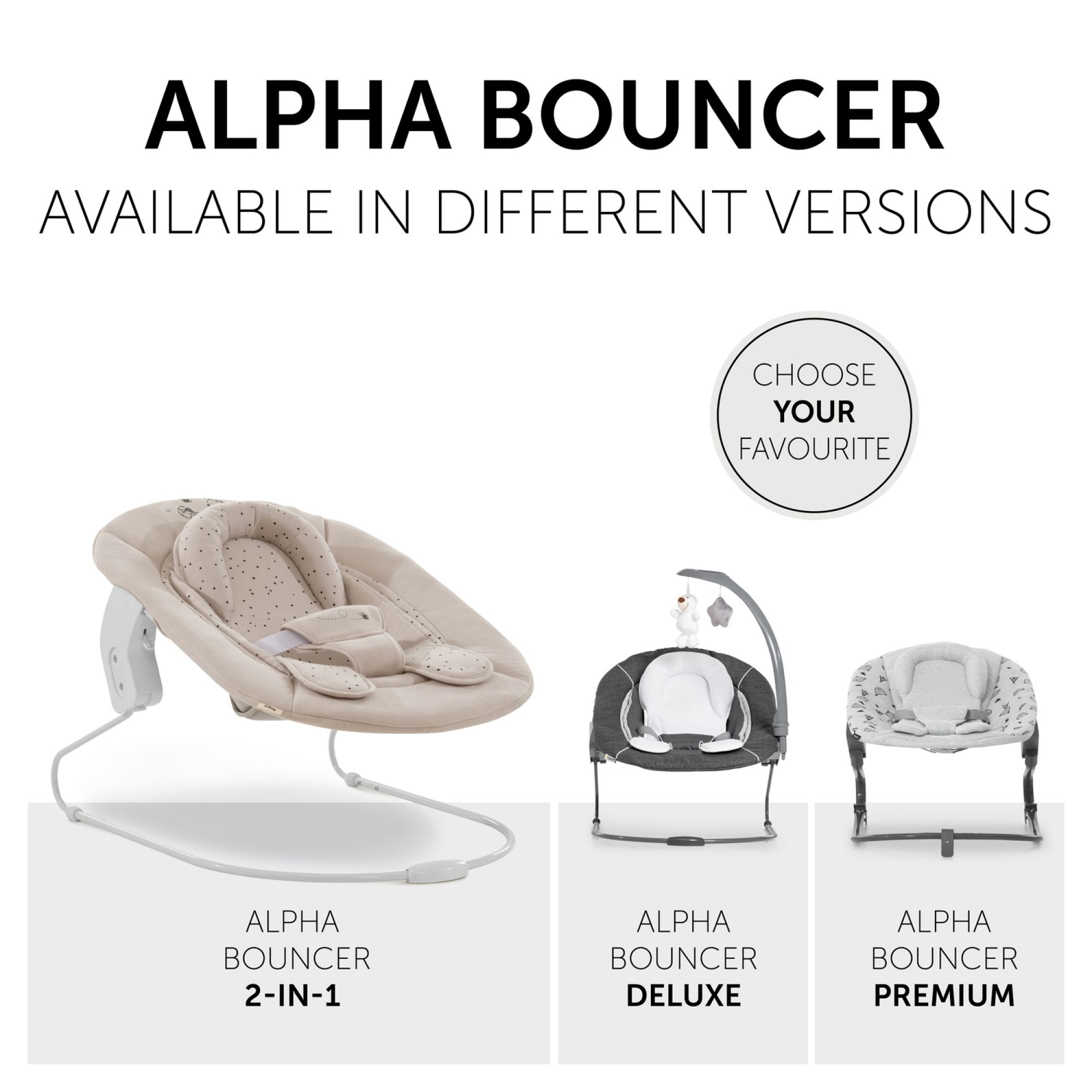 Chaise haute évolutive Alpha+ avec transat Alpha Bouncer 2en1