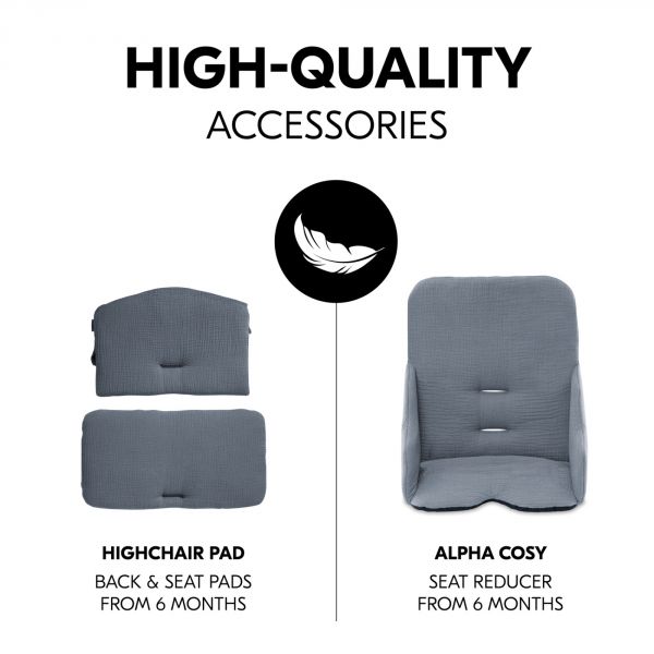 Chaise haute évolutive Alpha+ 2 en 1 Gris anthracite