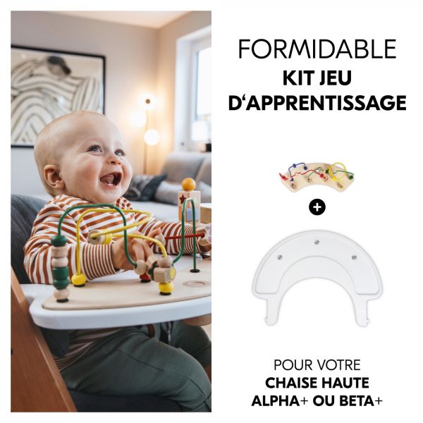 Plateau + Jeu pour plateau de chaise haute Alpha labyrinthe de perles