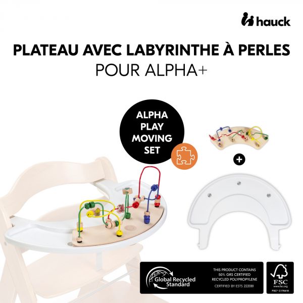 Plateau + Jeu pour plateau de chaise haute Alpha labyrinthe de perles