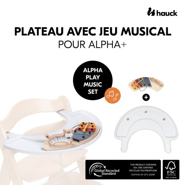 Plateau + Jeu pour plateau de chaise haute Alpha table d'activité musicale Zebra