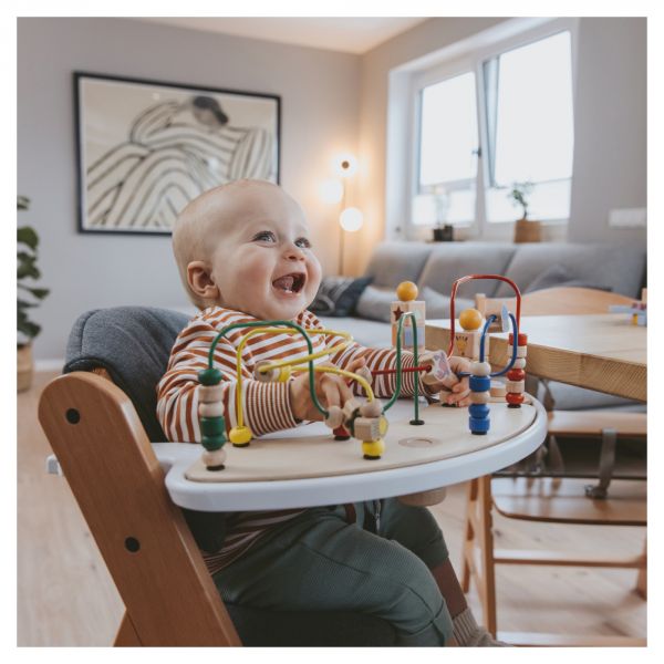 Plateau de jeu pour chaise haute Alpha+ bois blanc