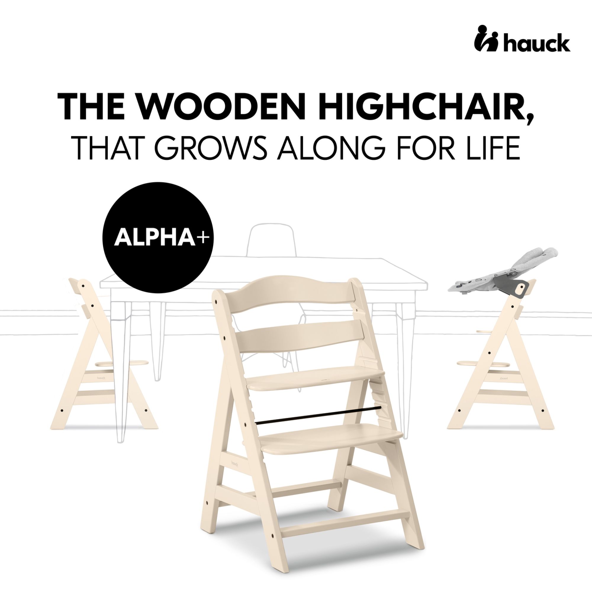 Chaise haute évolutive Alpha+ 2 en 1 Beige - Made in Bébé