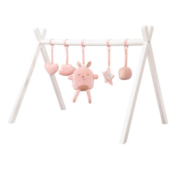 Portique d'éveil avec jouets suspendus rose