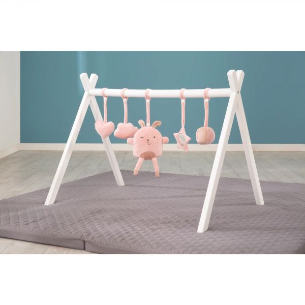 Portique d'éveil avec jouets suspendus rose