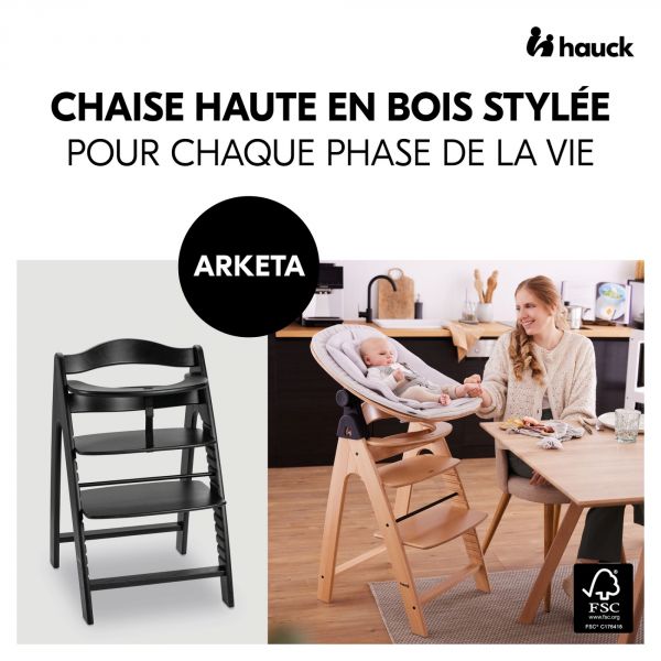 Chaise haute bébé Arketa bois Blackwashed