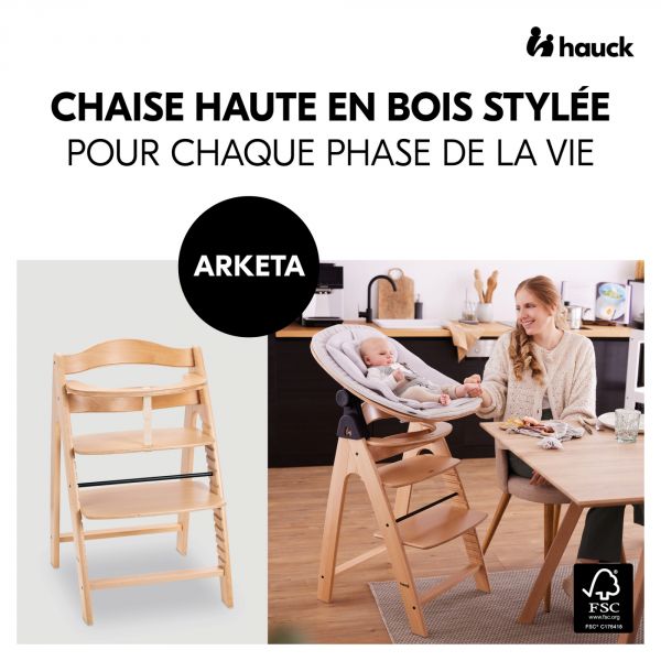 Chaise haute bébé Arketa bois naturel Beech