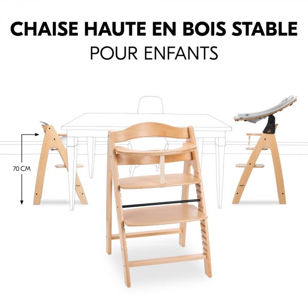 Chaise haute bébé Arketa bois naturel Beech