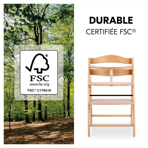 Chaise haute bébé Arketa bois naturel Beech