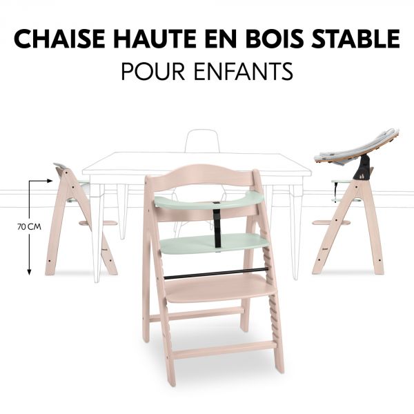 Chaise haute bébé Arketa bois Beech Whitewashed Mint