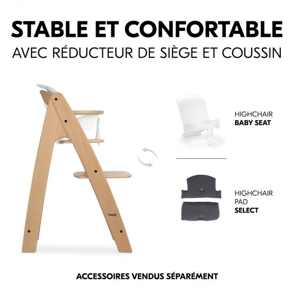 Chaise haute bébé Arketa bois naturel Oak