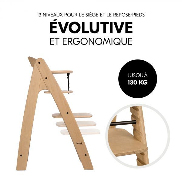 Chaise haute bébé Arketa bois naturel Oak