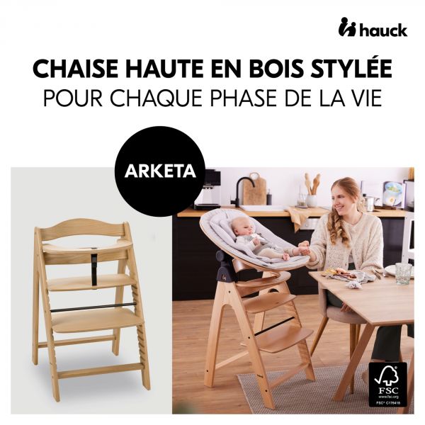 Chaise haute bébé Arketa bois naturel Oak