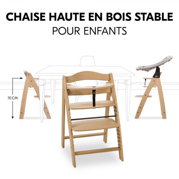 Chaise haute bébé Arketa bois naturel Oak