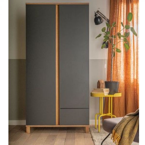 Armoire graphite et bois 2 portes - Collection Altitude