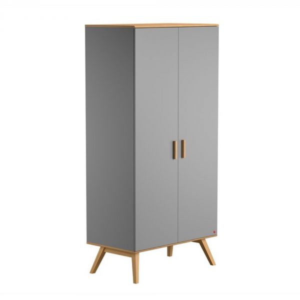 Armoire gris clair et bois 2 portes - Collection Nautis