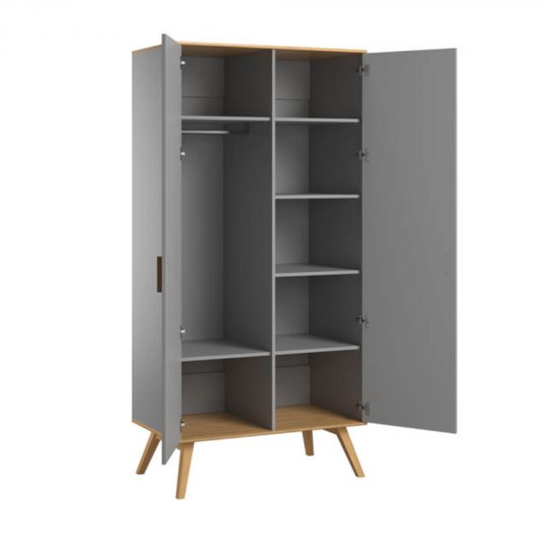 Armoire gris clair et bois 2 portes - Collection Nautis