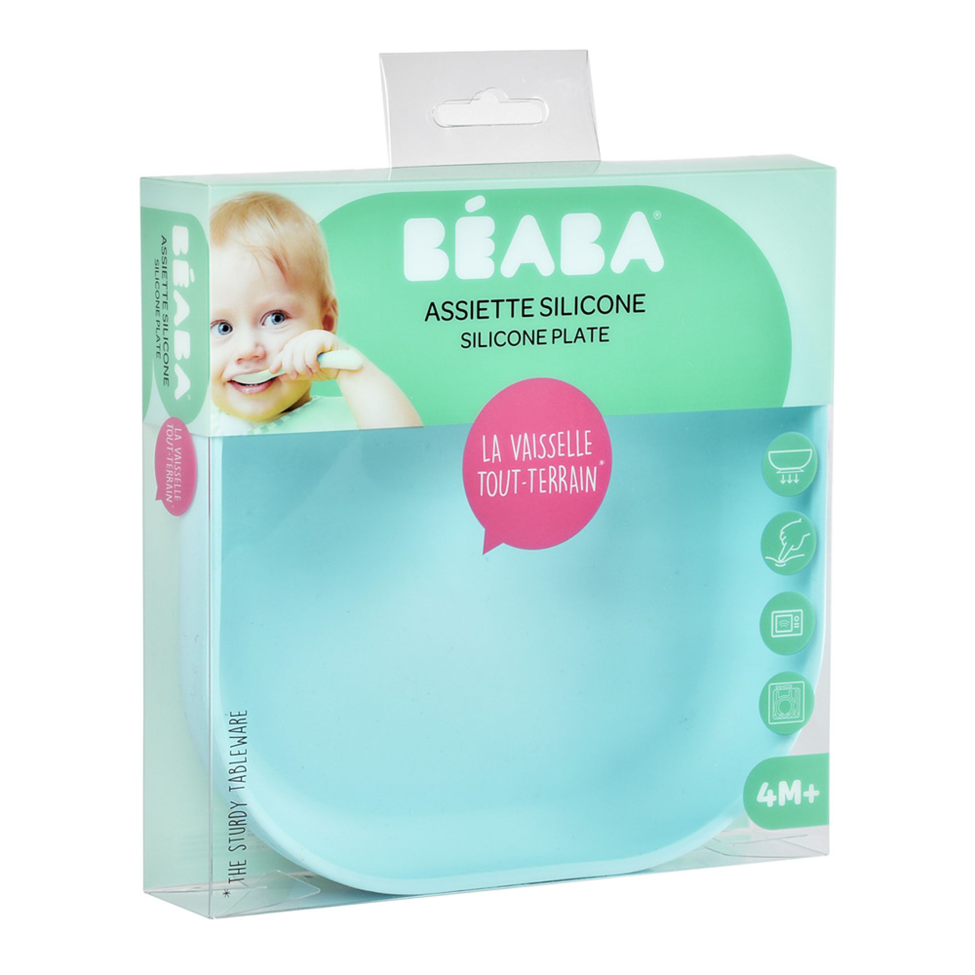 Beaba Assiette Silicone Ventouse Light Blue Made In Bebe