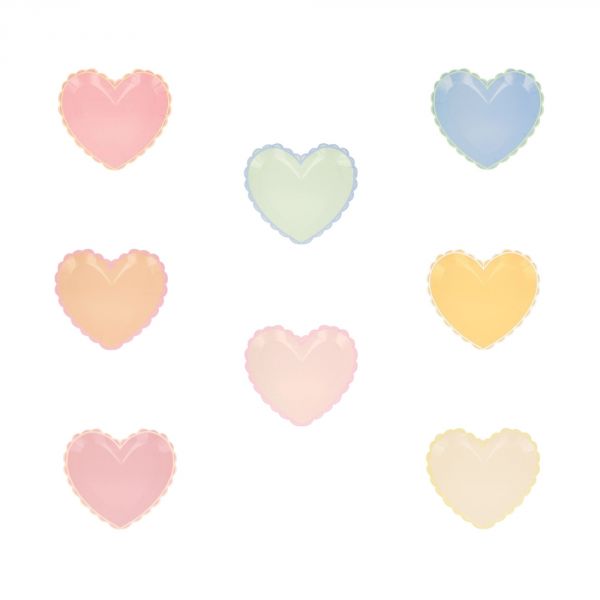 Lot de 8 assiettes Coeur pastel