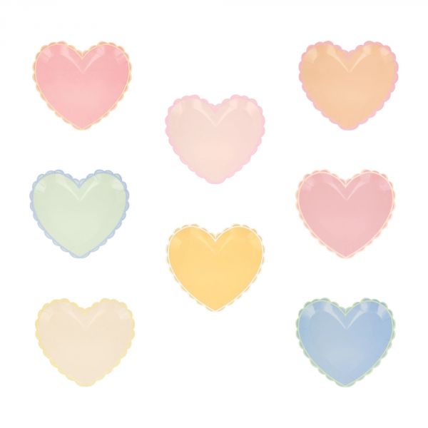 Lot de 8 assiettes Cœur pastel