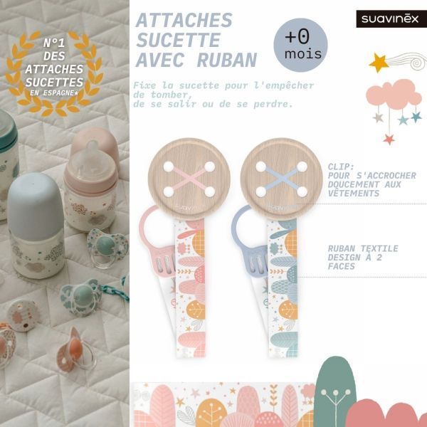 Attache-sucette ruban Dreams Bleu