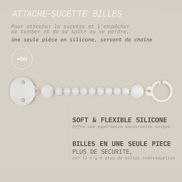 Attache-sucette silicone Colour Essence Blanc