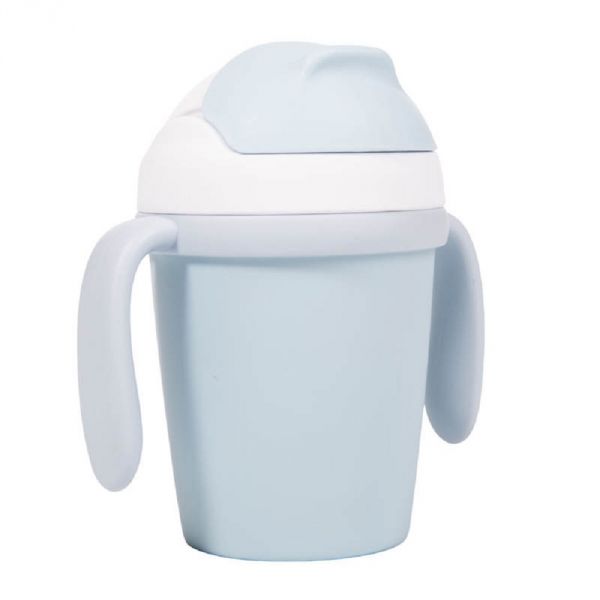 Tasse d'apprentissage en plastique biodégradable bleue