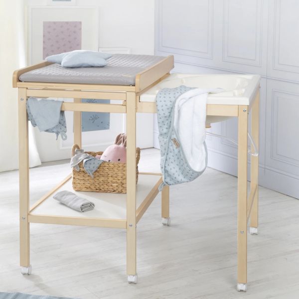 Table à langer avec baignoire Baby Pool et matelas à langer gris