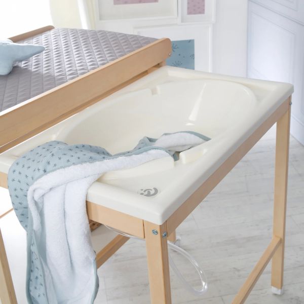 Table à langer avec baignoire Baby Pool et matelas à langer gris