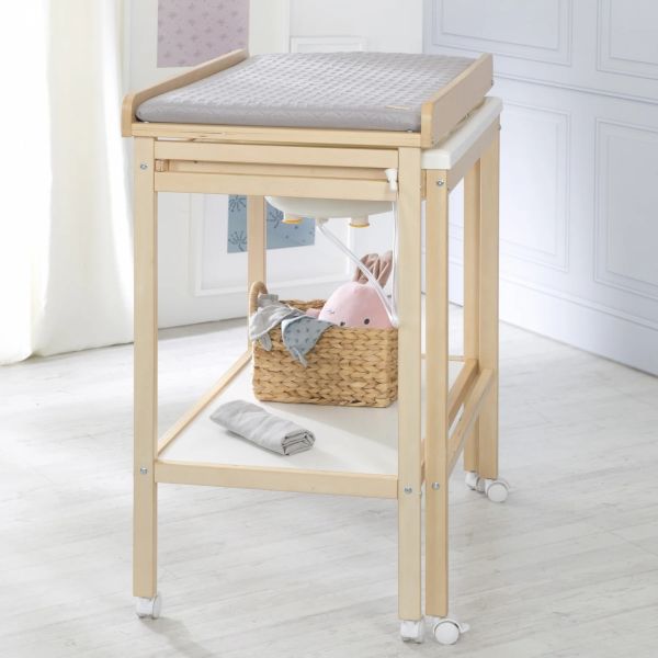 Table à langer avec baignoire Baby Pool et matelas à langer gris