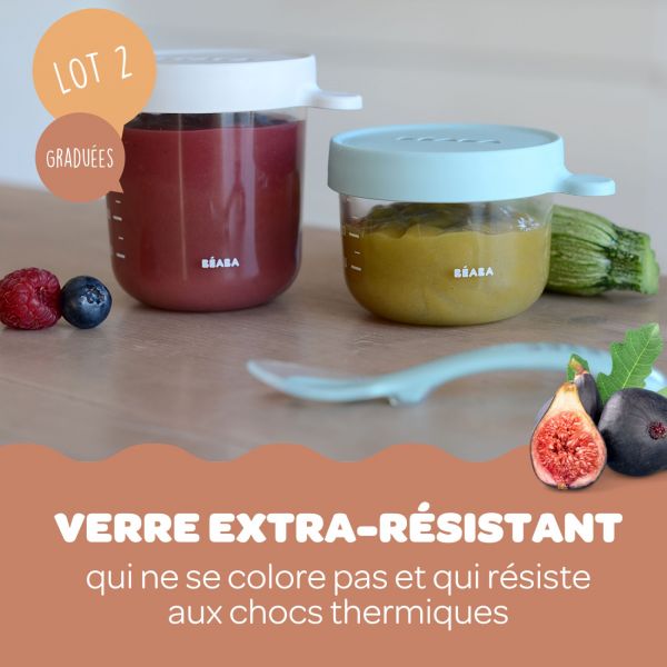 Robot Babycook Néo eucalyptus avec 2 portions verre et 2 cuillères