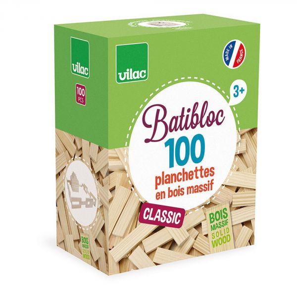 Jeu de construction en bois 100 planchettes Batibloc - Classic