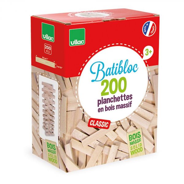 Jeu de construction en bois 200 planchettes Batibloc - Classic