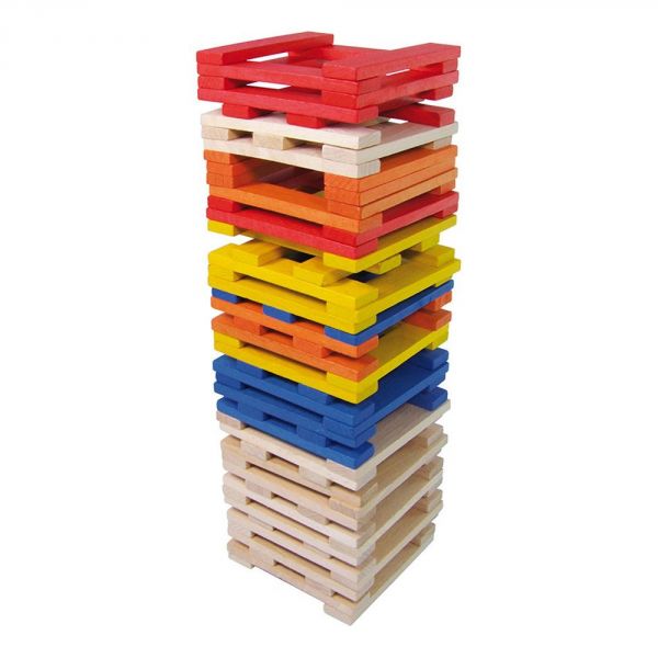 Jeu de construction en bois 100 planchettes Batibloc - Color