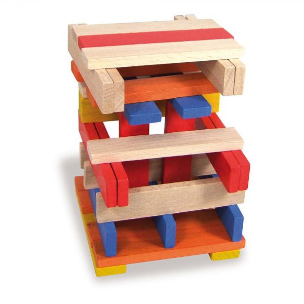 Jeu de construction en bois 100 planchettes Batibloc - Color