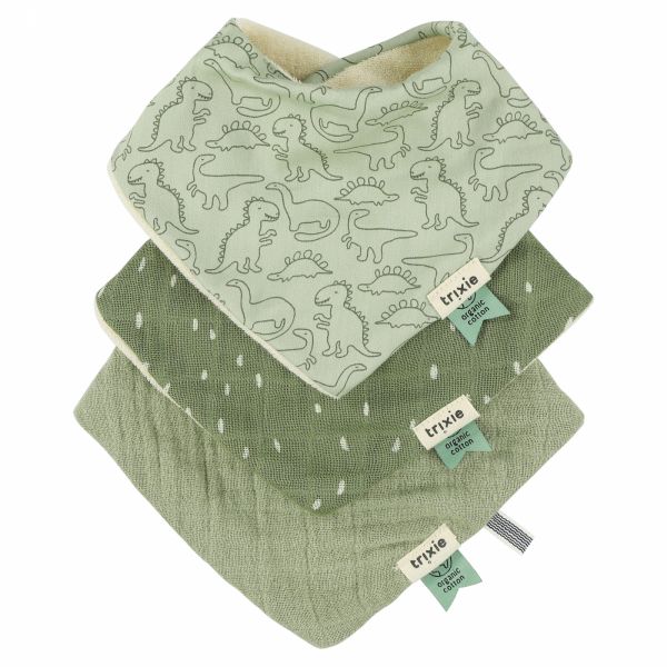 Lot de 3 bavoirs bandana Daring Dino