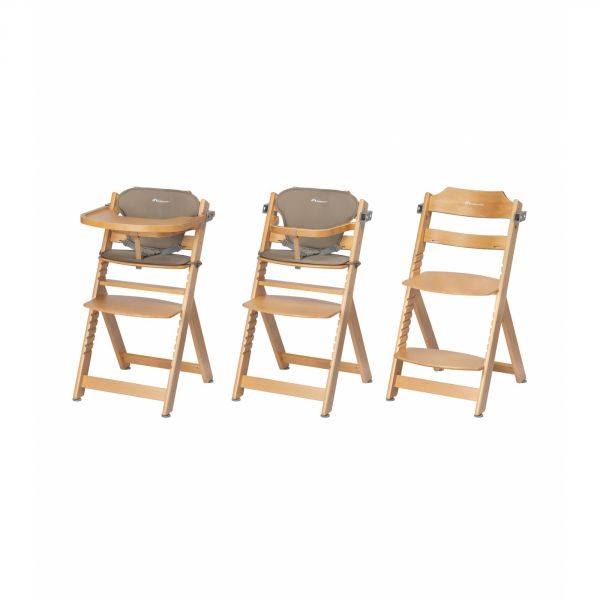 Chaise haute évolutive Timba avec coussin beige