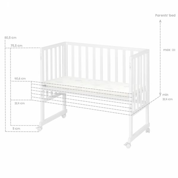 Berceau cododo 3 en 1 blanc avec matelas et barrière en maille