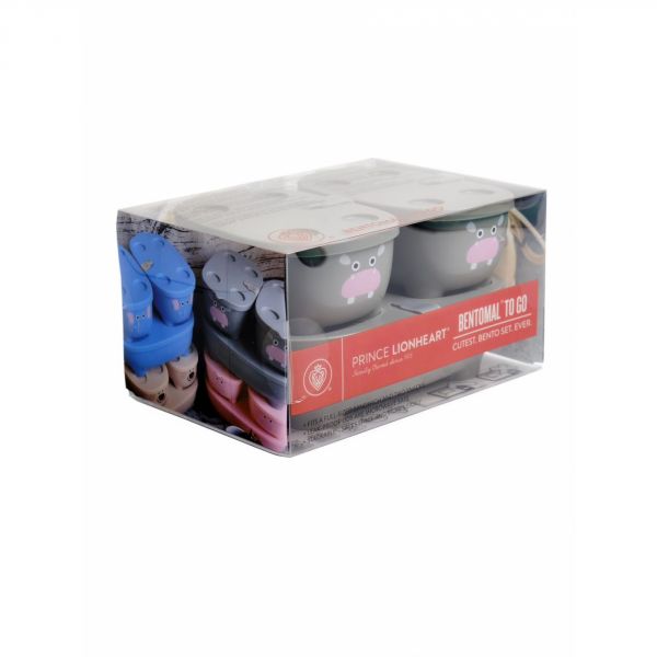 Lot de 3 lunch box empilables Bentomal Gris Hippopotame