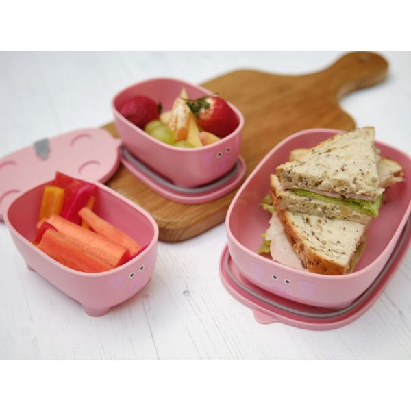 Lot de 3 lunch box empilables Bentomal Rose Cochon