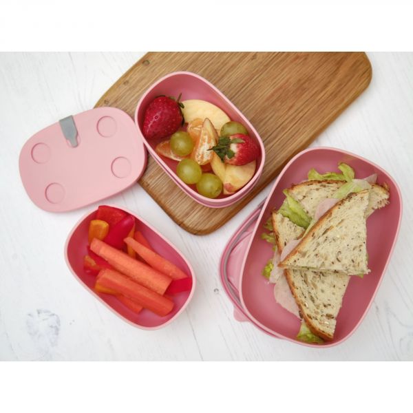 Lot de 3 lunch box empilables Bentomal Rose Cochon