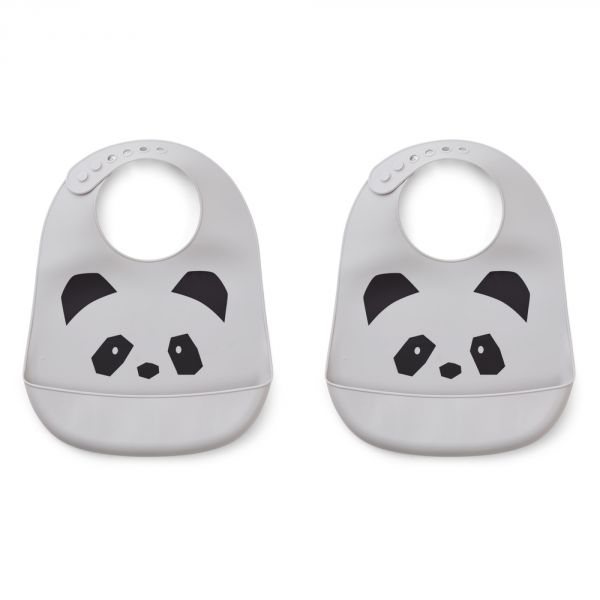 Lot de 2 bavoirs récupérateurs Panda dumbo grey