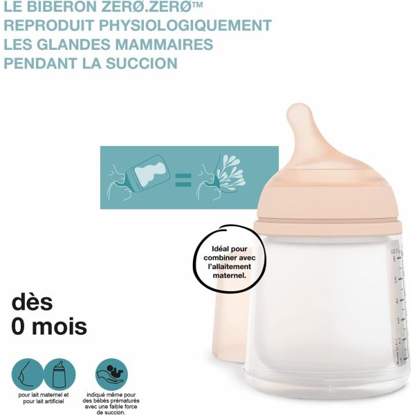 Biberon anti colique 180 ml Zerø.Zerø débit lent S