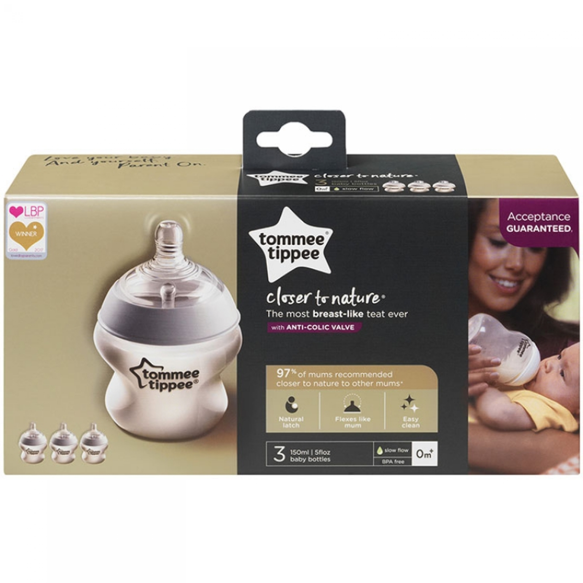 Tommee Tippee Lot De 3 Biberons Closer To Nature 150ml Made In Bebe