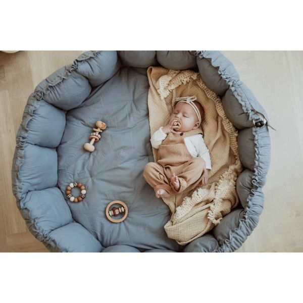 Tapis de jeu bébé 3 en 1 Organic Bloom Dusty Blue