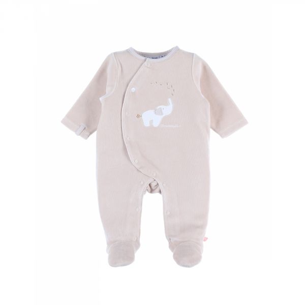 Pyjama velours Beige Bali 1 mois - Bali, Moka & Snow